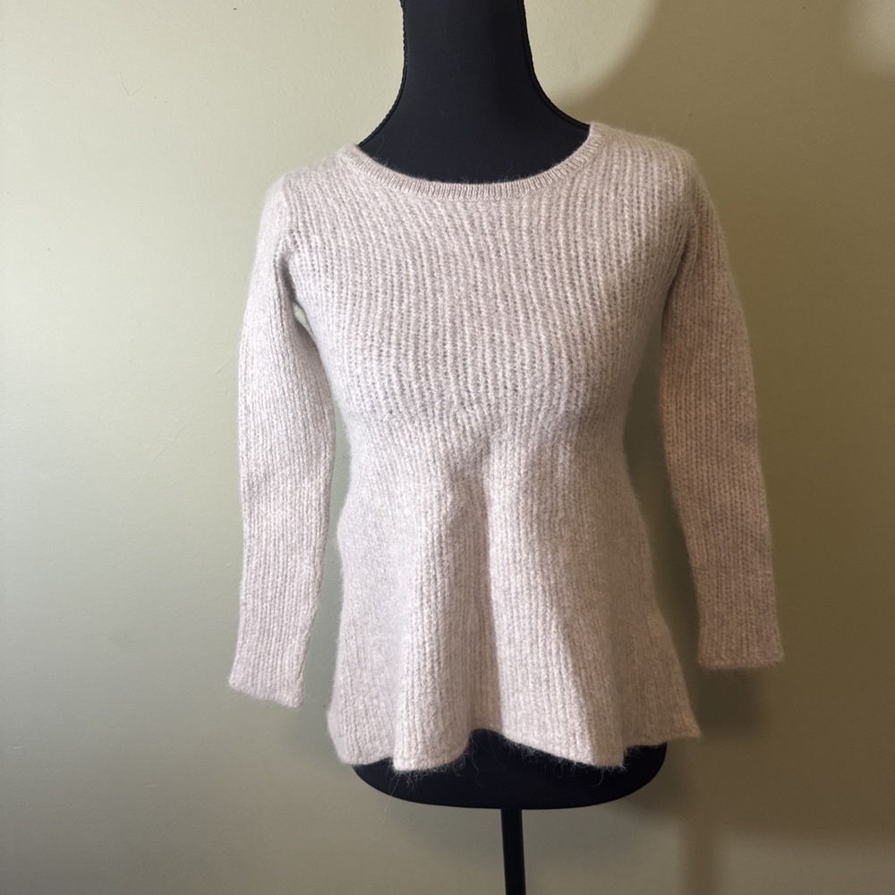 Peruvian Connection Alpaca Women's Top Knit Long Sleeve Flare Waist Ivory Sm/Med